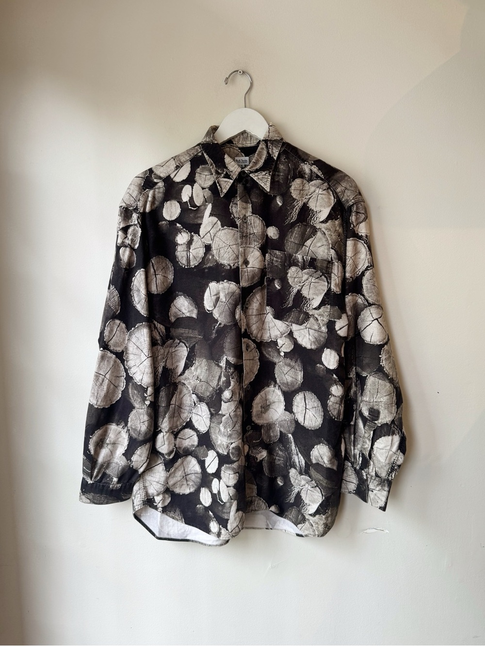 Paul Smith Black and White Woodcut Cotton Button-Up